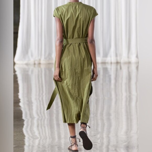 Zara Green v neck button button shirt maxi cotton dress Sz XS - Picture 3 of 15